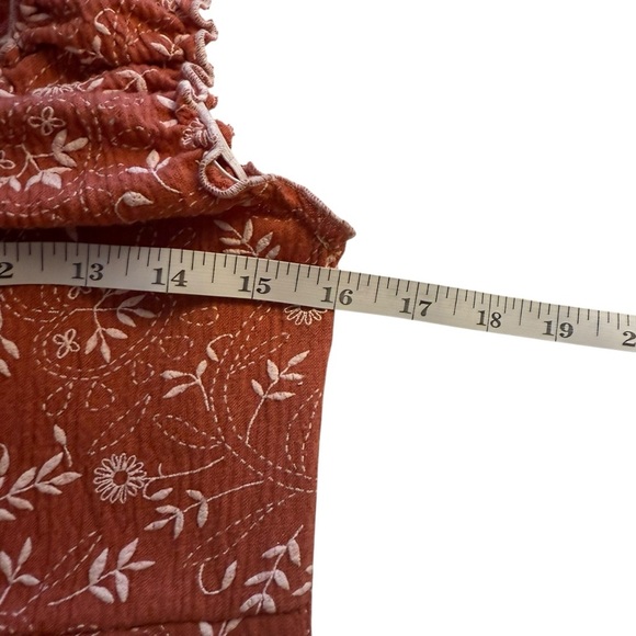 Vintage Y2K Babydoll Top Younique Large Terracotta Embroidered Feminine Floral - Picture 5 of 8